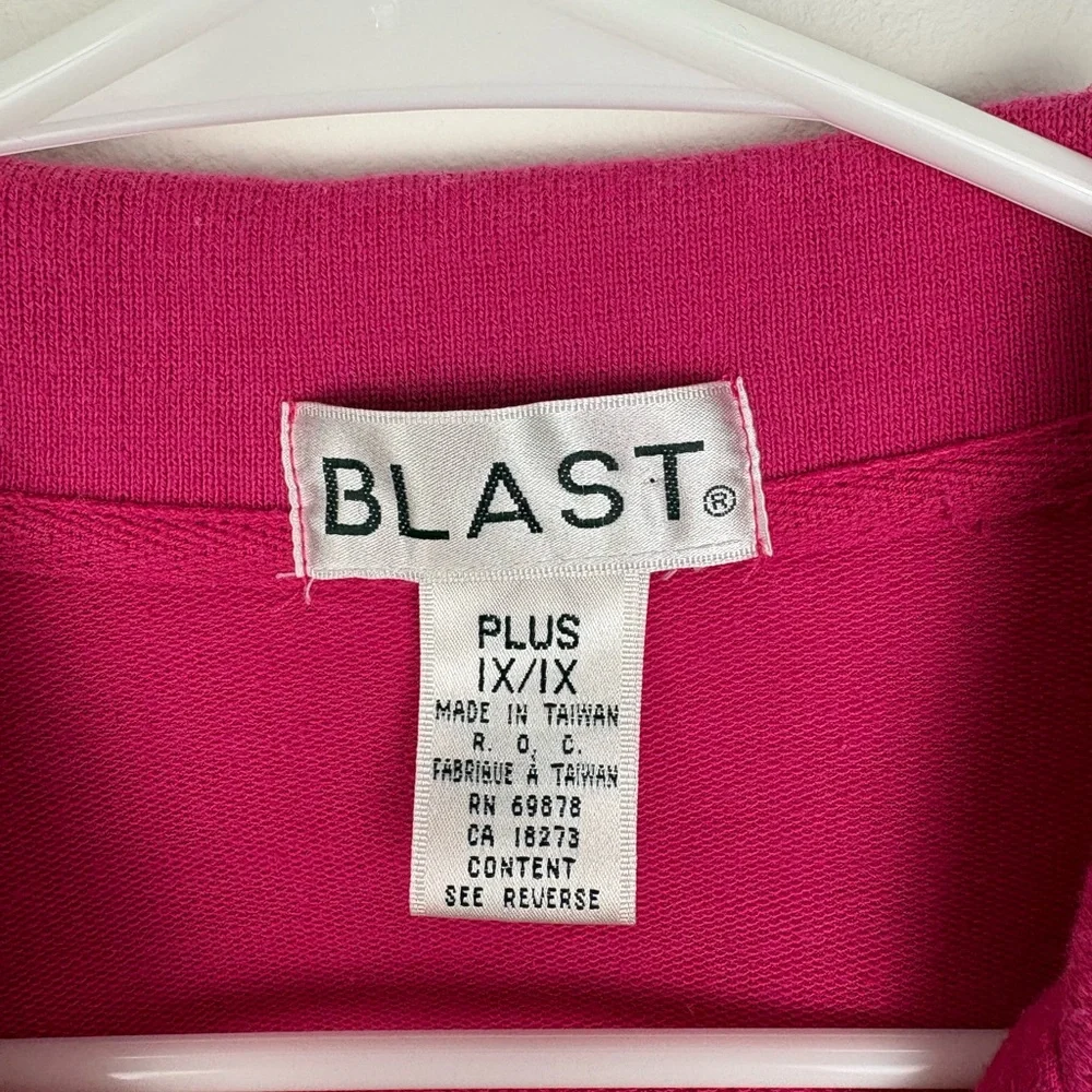 Vintage 90s Women’s Fuchsia Embroidered Long Sleeve Pullover - Picture 2 of 16